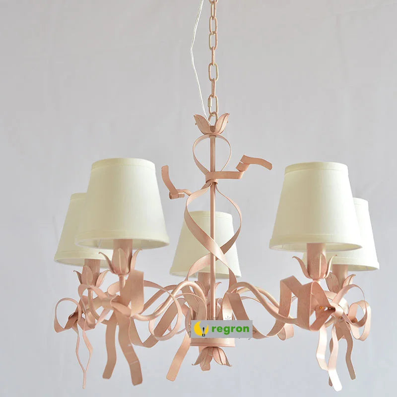 lustre en ruban rose pour chambre d'enfant élégante - vue 4 sur 14