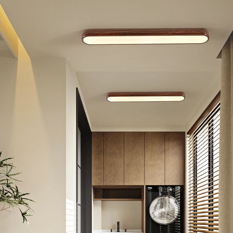 Minimalist Aisle Lights, Long Strips Creative Nordic Restaurant Lights Simple Walnut Color Porch Balcony Ceiling Lamps