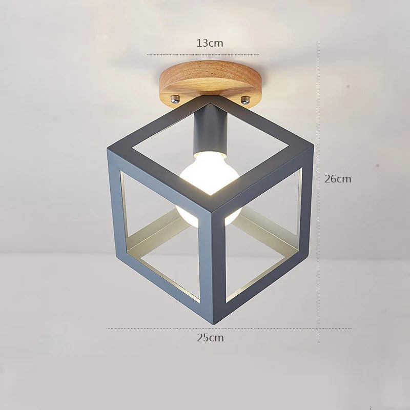plafonnier nordique en bois luminaire créatif décoration moderne - vue 5 sur 18
