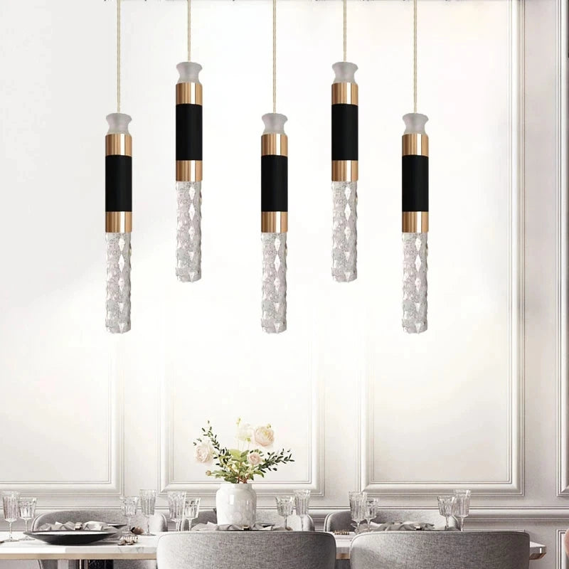 LED-Pendelleuchte mit zwei Lichtquellen aus nordischem Kristall - vue 4 sur 11