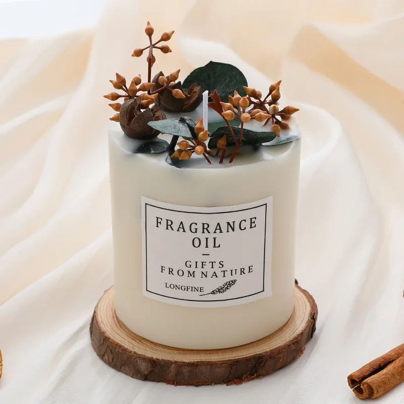 bougies parfumées romantiques en cire de soja avec fleurs séchées - vue 5 sur 10