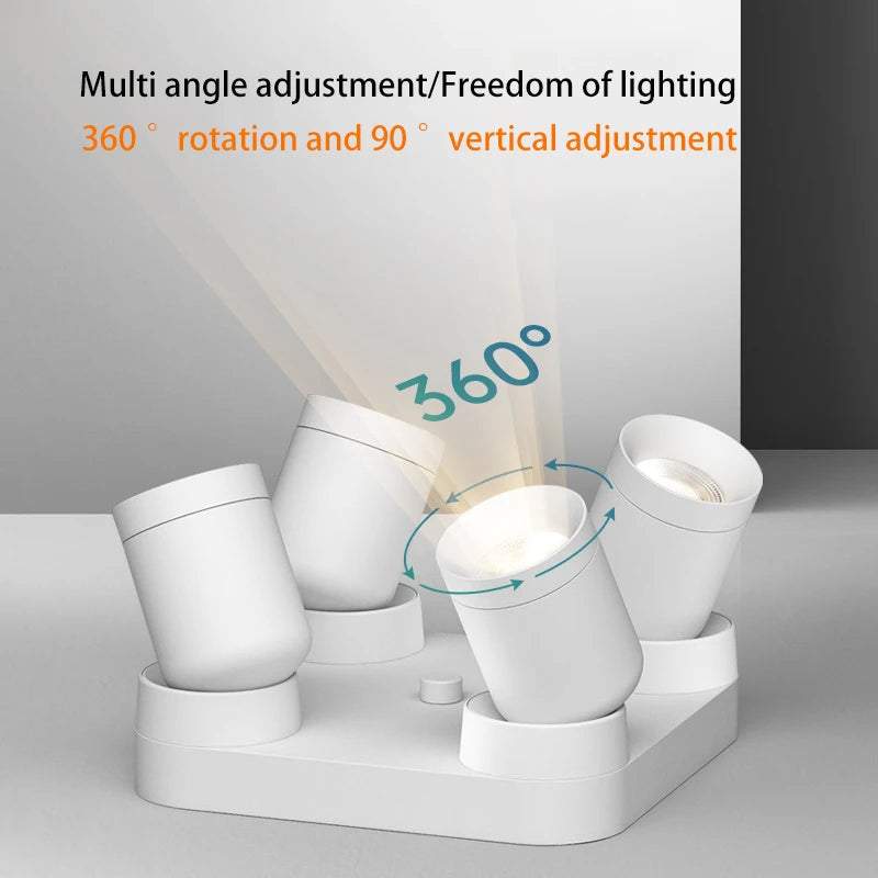 projecteur led 	4 têtes monté en surface rotation libre éclairage sur rail - vue 4 sur 5