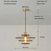 lustre rétro wabi-sabi en verre et bois minimaliste