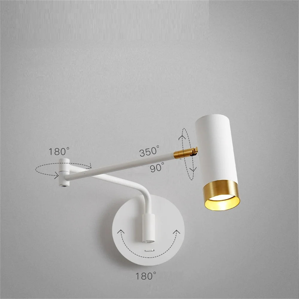 LED-Wandleuchte schwenkbar mit Schalter und flexiblem Arm - vue 5 sur 8