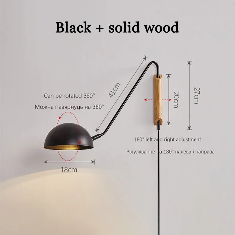 Minimalistische skandinavische Wandleuchte mit schwenkbarem Arm aus dekorativem Eisen