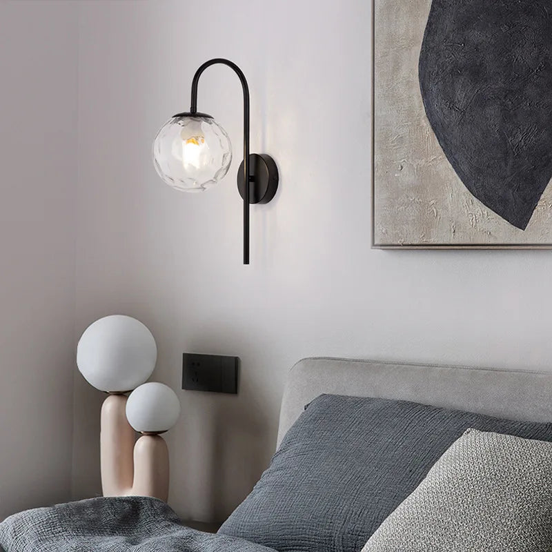 Kreative LED-Wandleuchte mit Glaskugel für Wohnzimmer und Flur - vue 4 sur 9