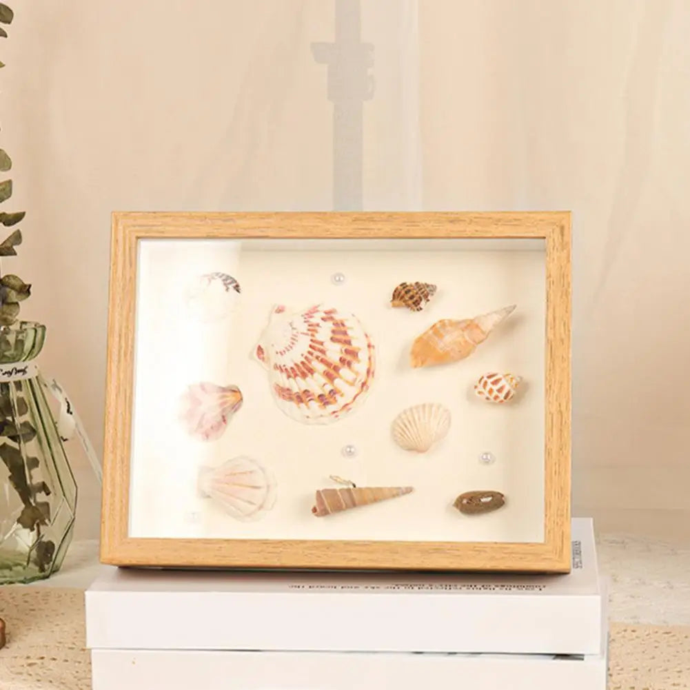 cadre photo en bois avec fleurs séchées et plantes 3D fait main - vue 5 sur 10