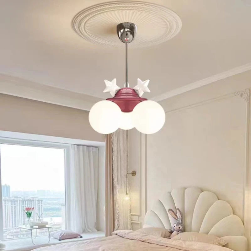 lustre romantique pour chambre d'enfant décor princesse en verre - vue 6 sur 8