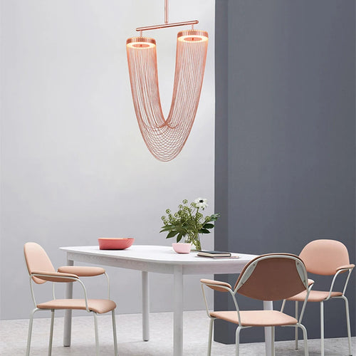 lustre art déco led dimmable en aluminium doré design moderne élégance - vue 7 sur 21