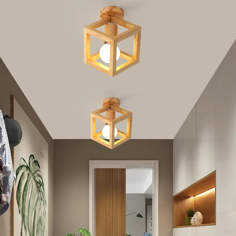 plafonnier nordique en bois led avec 3 températures de lumière - vue 4 sur 14