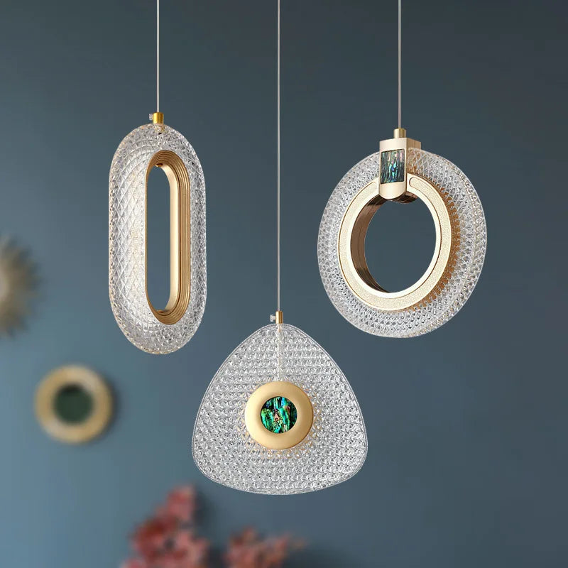 Moderne Nordique LED 1/2 Tête Lustre En Cristal Géométrie Dorée Émeraude Suspension Lumière Décor À La Maison Salon Chambre Éclairage - vue 5 sur 10