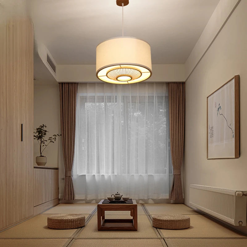 lustre en bambou style japonais pour intérieur zen