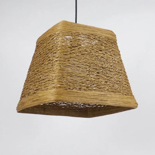 Moderne LED-Pendelleuchte aus Rattan für kreative Innenräume - vue 7 sur 8
