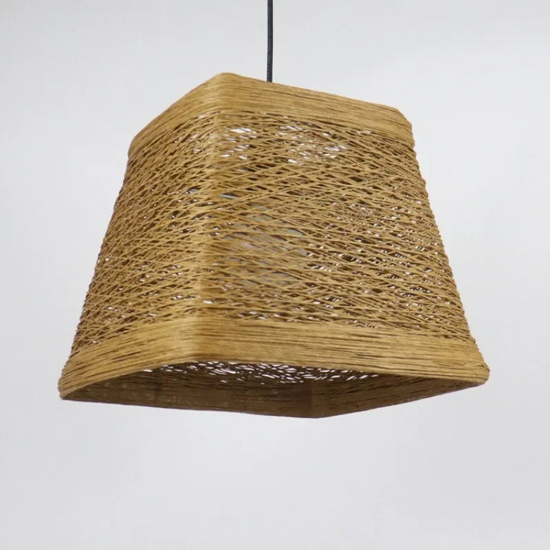 Moderne LED-Pendelleuchte aus Rattan für kreative Innenräume - vue 7 sur 8