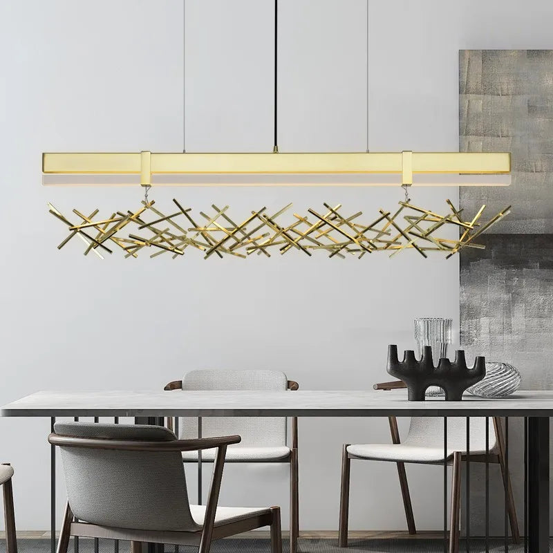 lustre led nordique postmoderne en acier inoxydable et acrylique - vue 2 sur 8