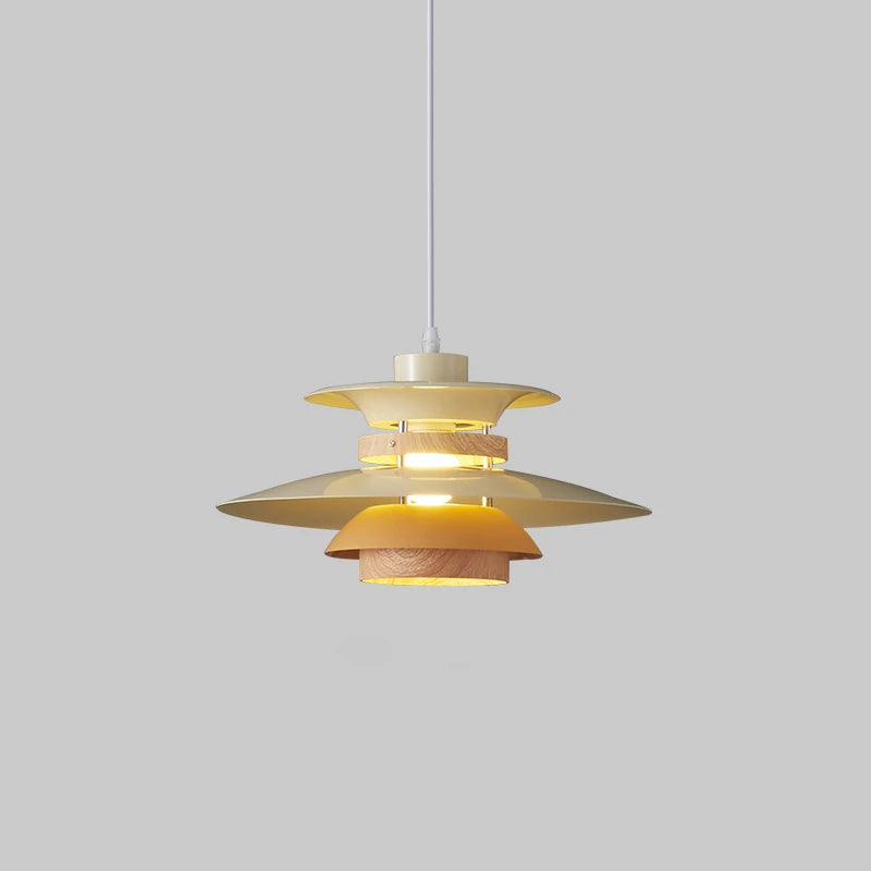 Moderner Kronleuchter in Schirmform mit farbigem Licht