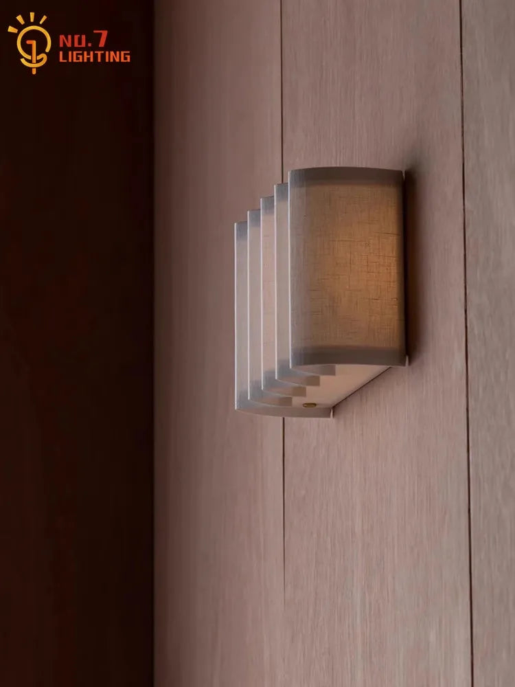 Wabi-sabi nordique individuel vague applique LED atmosphère tissu Art décoratif appliques murales salon chambre chevet escaliers - vue 4 sur 6