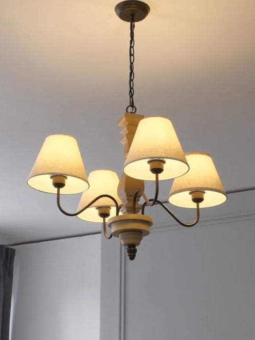 Kronleuchter aus Holz im Retro-Stil für stilvolles Vintage-Ambiente - vue 2 sur 7