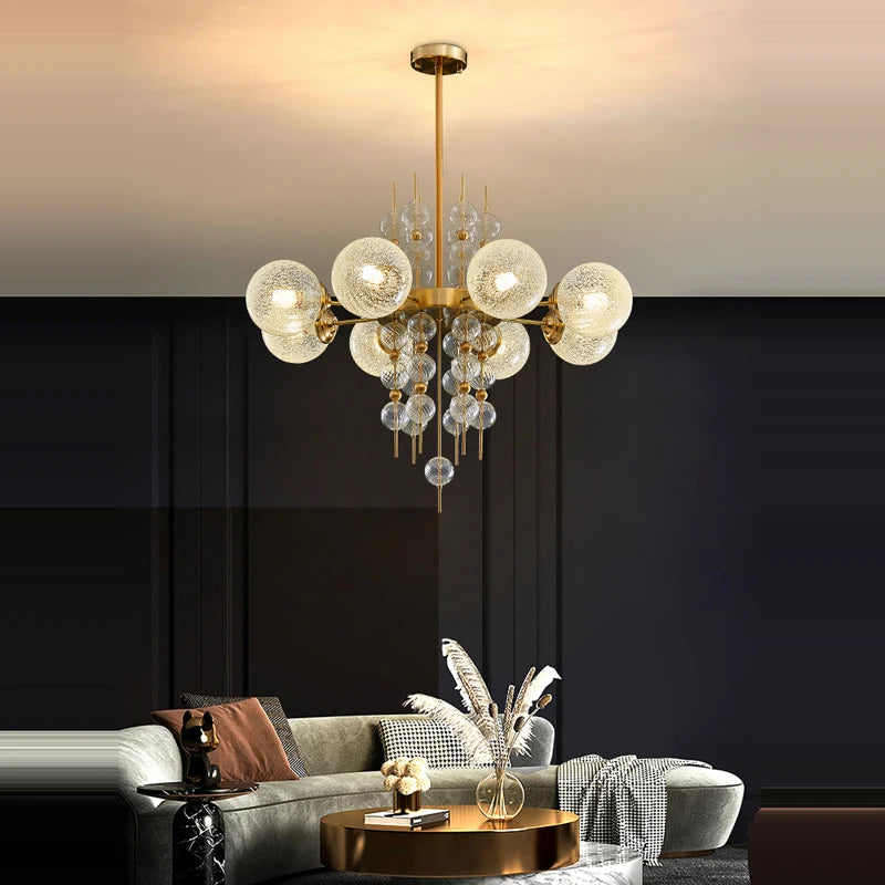 lustre classique à bulles en chrome doré tendance 2024 pour éclairage moderne - vue 4 sur 9