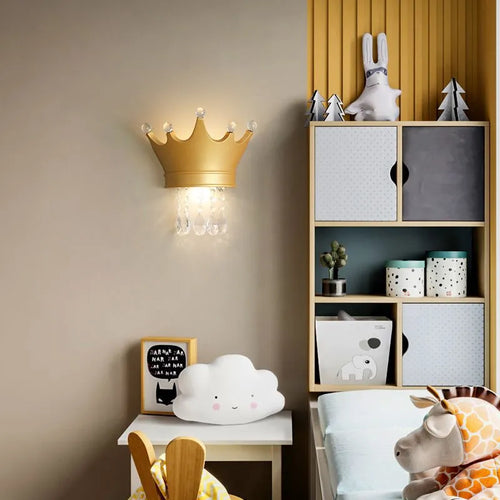 Kristall-Wandleuchte mit Krone für das Kinderzimmer – Luxus Nachttischlampe Prinzessin - vue 5 sur 9