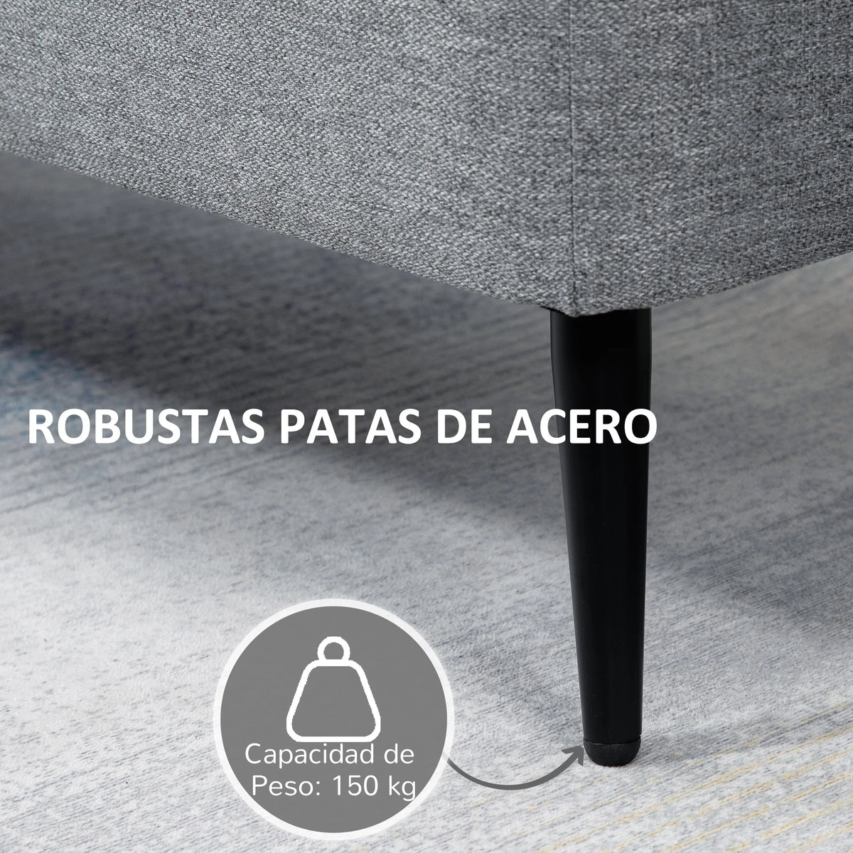 HOMCOM storage bench upholstered in linen with flip cover 101x38,5x44,5 cm - vue 5 sur 6