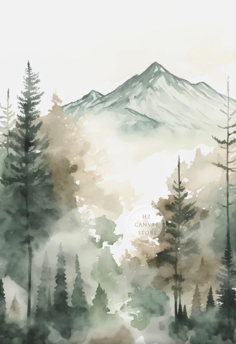Affiches de paysage de forêt en peinture pour décoration murale
