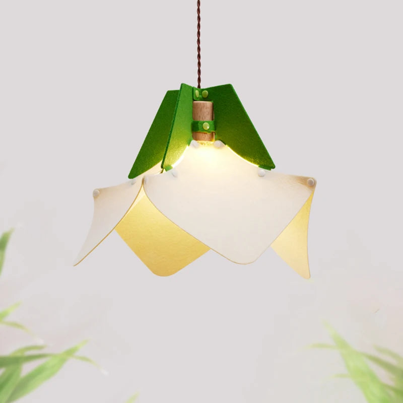 Art Design Restaurant Pendant Lamps Detachable Felt Sconces LED E27 Hanging Light for Living Room Dining Table Green White Pink - vue 2 sur 11