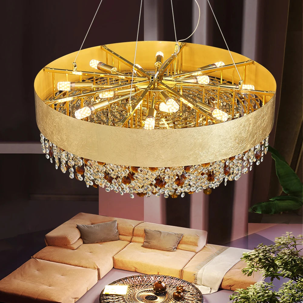 lustre en cristal moderne led avec intensité variable - vue 4 sur 10
