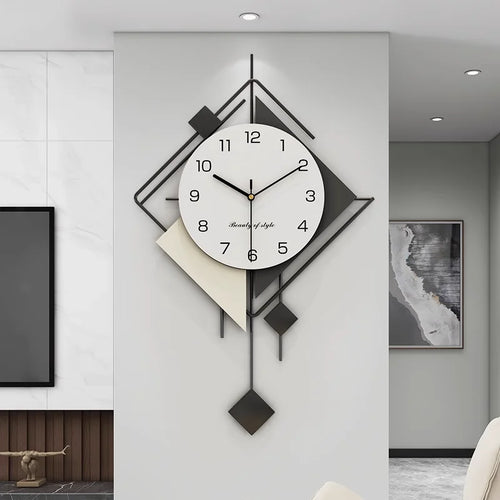 New Design Creative Wall Art Clock, Silent Pendulum Clock, Living Room Wall Decor Clocks, Metal Home Wall Decorations, Large - vue 2 sur 8
