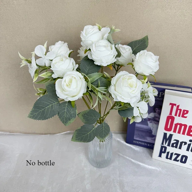 bouquet de roses artificielles en soie pour décoration intérieure - vue 10 sur 14