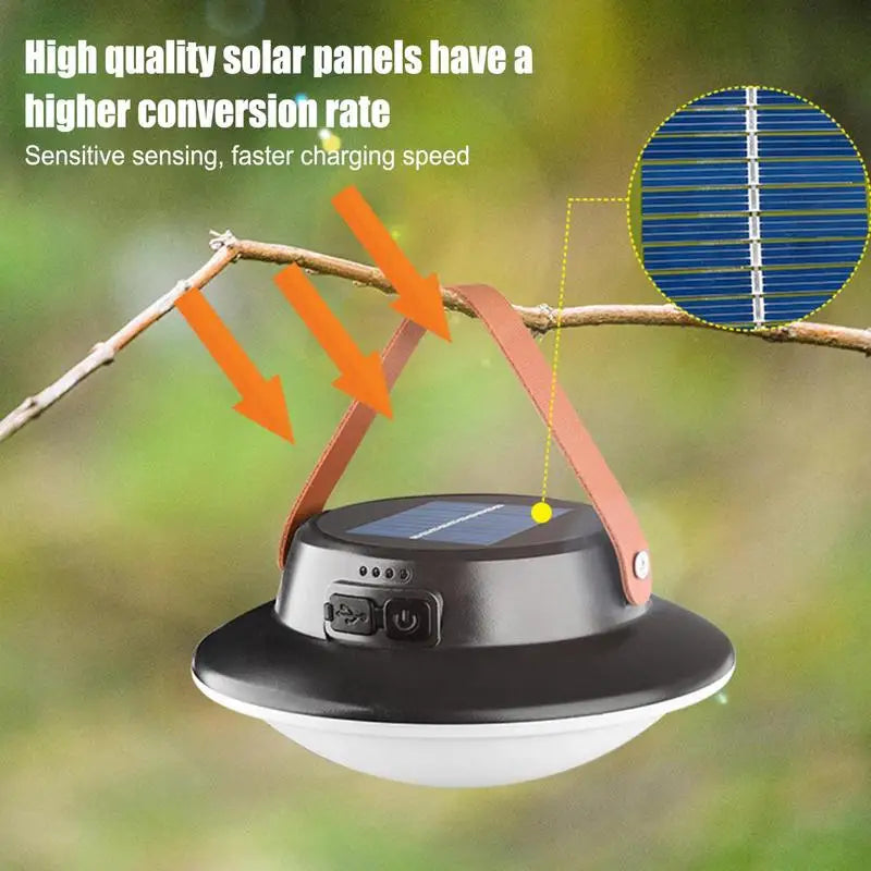 lampe de camping solaire led rechargeable 3 modes étanche portable - vue 3 sur 8
