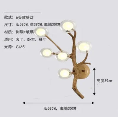 lustre vintage en résine branches d'arbres pour décoration intérieure