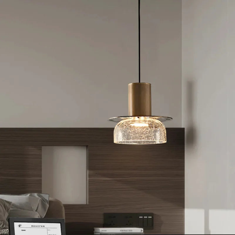 lustre en verre craquelé design rétro pour intérieur moderne - vue 6 sur 11
