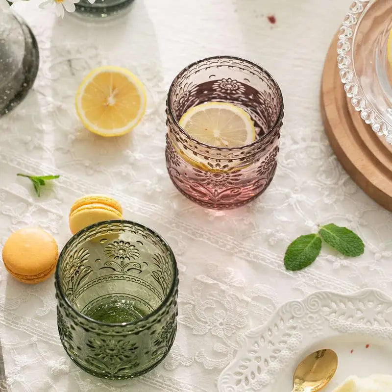 Verre vintage sans pied strié résistant chaleur cuisine