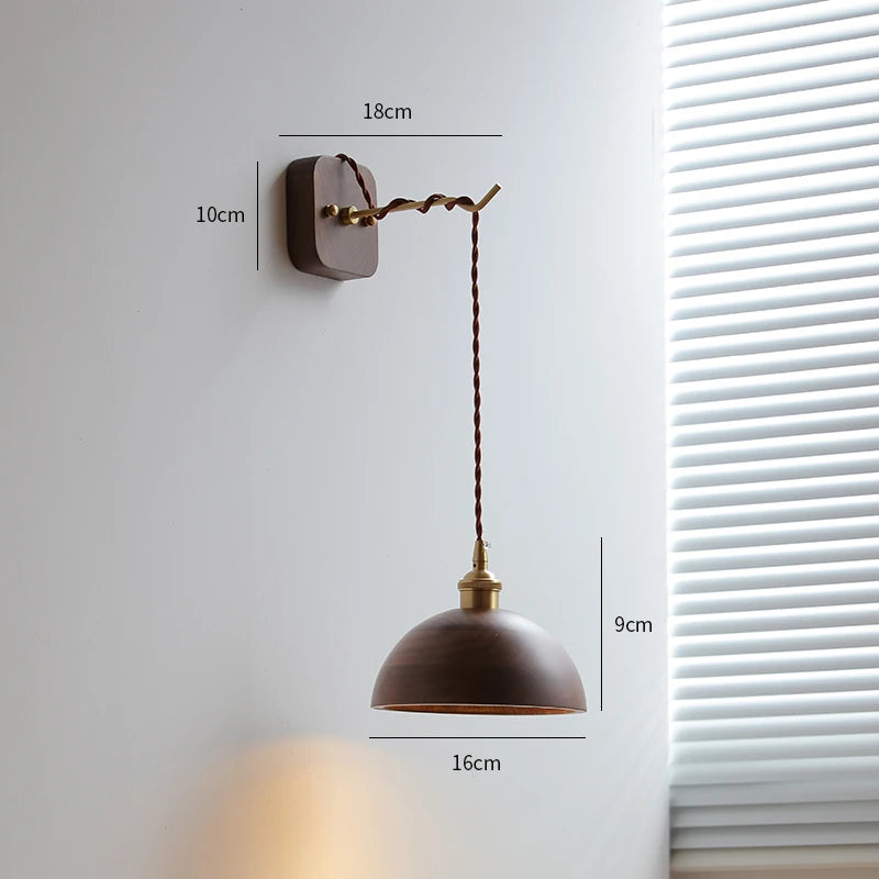 Moderne Wandleuchte aus Nussbaum für Schlafzimmer und Wohnzimmer - vue 11 sur 23