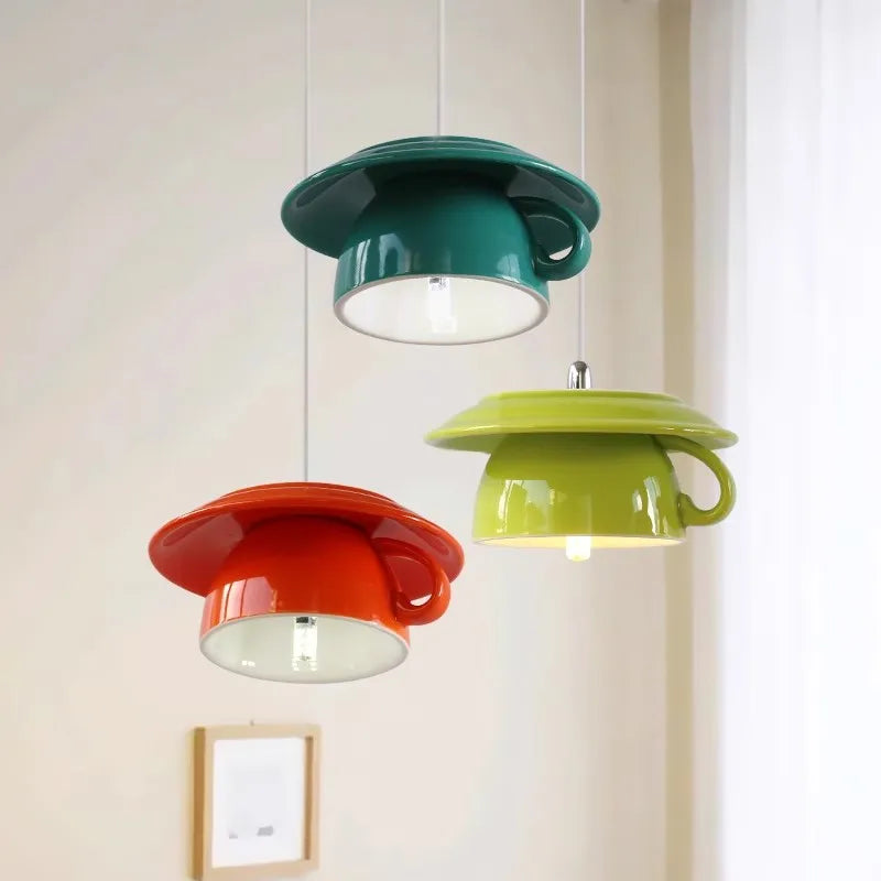 suspension en céramique design art thé éclairage led g4 - vue 5 sur 30
