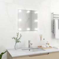 miroir mural avec éclairage led décoratif carré en verre