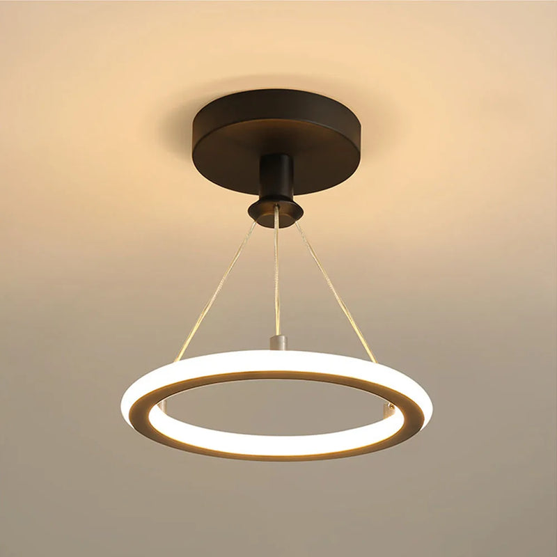 lustre led créatif nordique cercle rond éclairage restaurant