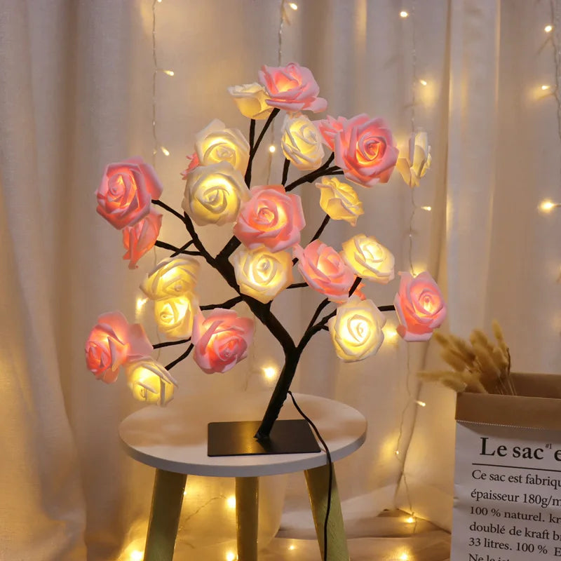 lampe de table led arbre cerisier cristal veilleuse nordique - vue 8 sur 19