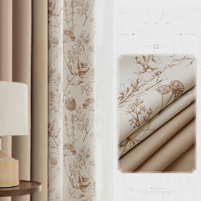 Rideau floral style chinois occultation partielle pour salon - vue 8 sur 9