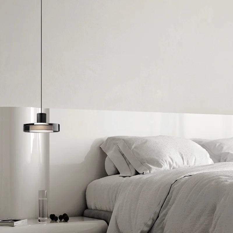 suspension moderne en acier inoxydable et verre design - vue 4 sur 6