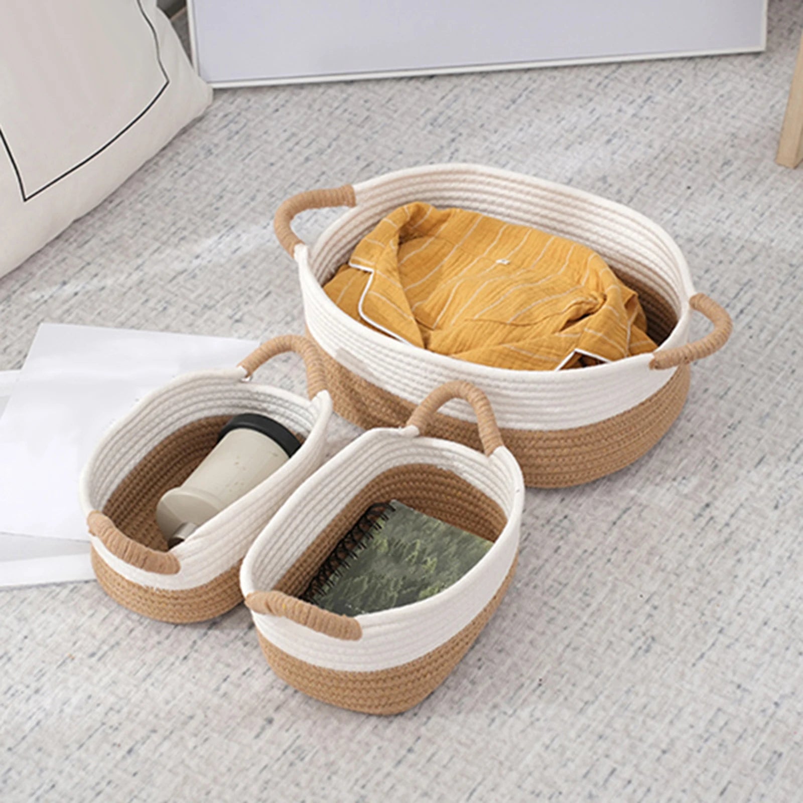 paniers tissés en corde pour un rangement pratique et élégant - vue 3 sur 7