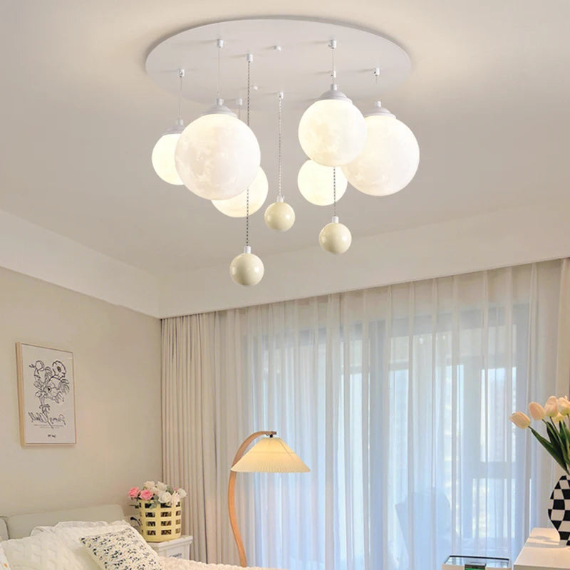 Kronleuchter Design 3D LED Mond Kugelform Pendelleuchte Innen - vue 3 sur 10