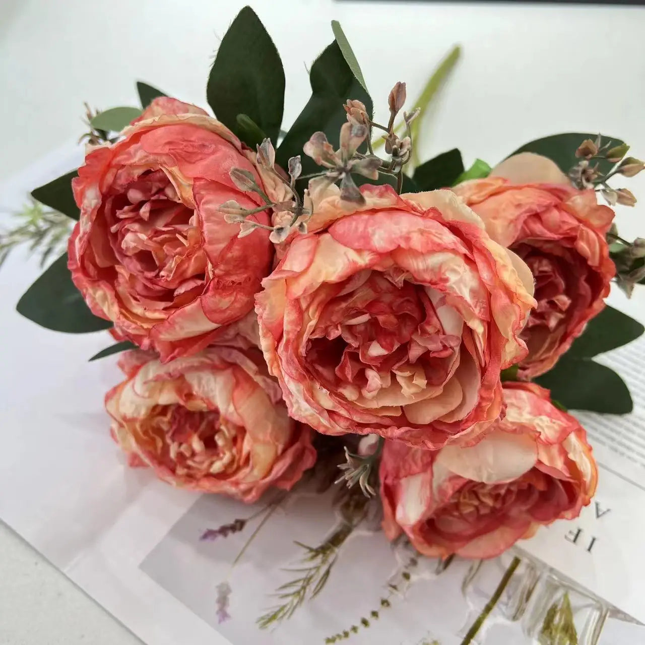 fleurs artificielles bouquet de pivoines pour mariage et décoration - vue 8 sur 13