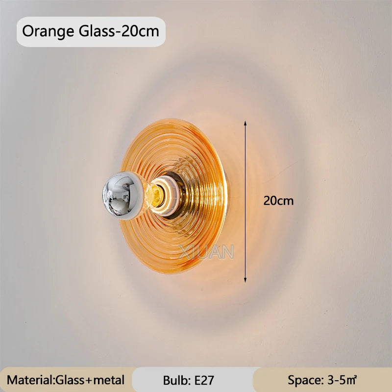 Wandleuchte aus Wellenstruktur-Glas für Flur, Eingang und Treppenhaus