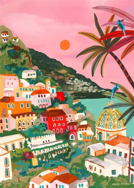 affiches colorées de paysage abstrait pour décoration murale