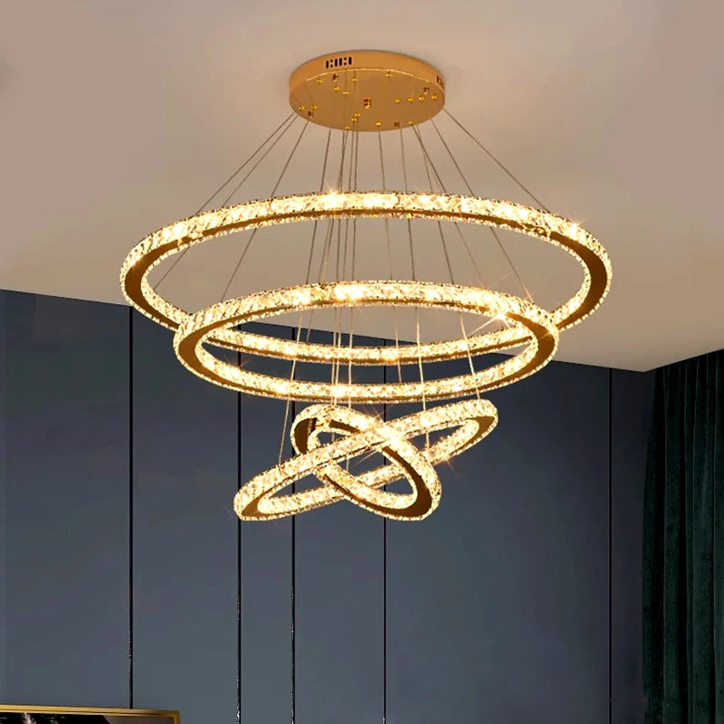 lustre moderne en cristal éclairage intérieur led suspendu - vue 6 sur 12
