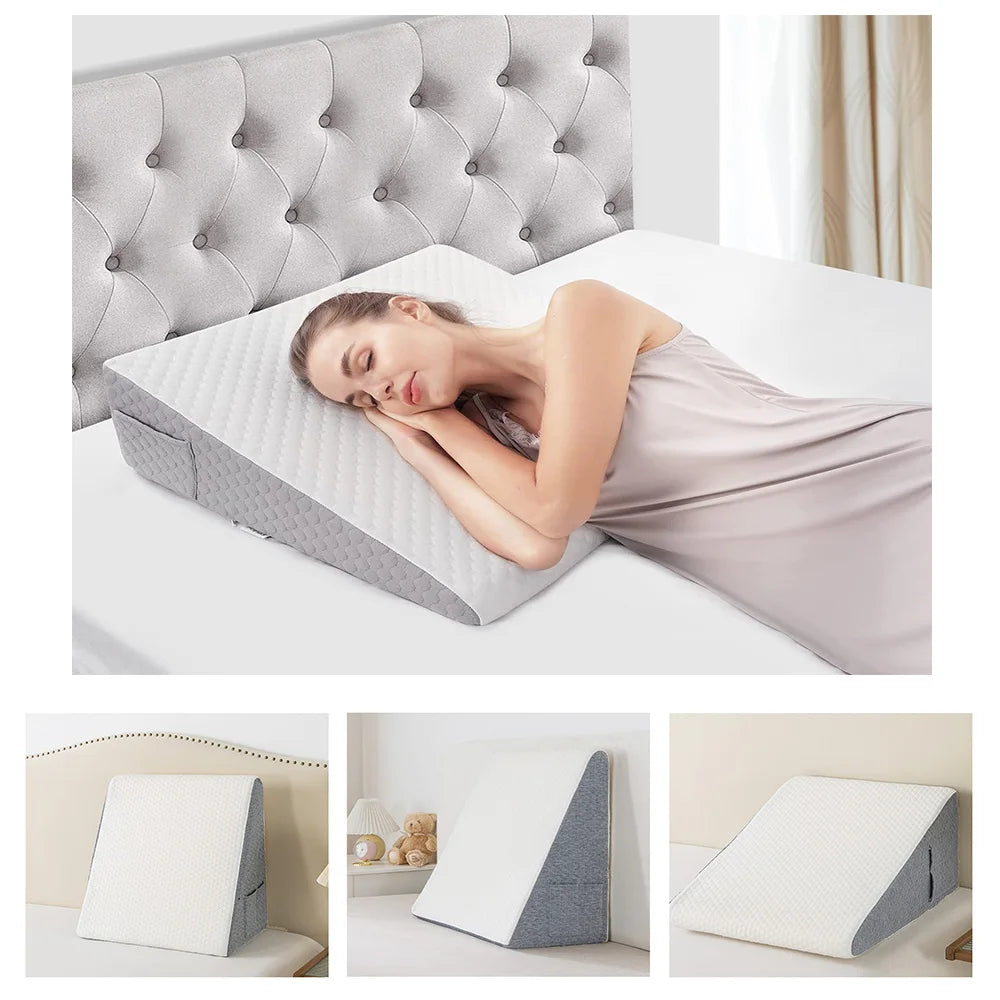 Bed Wedge Pillow for Sleeping, Soft Memory Foam Top, Triangle Pillow Wedge, Body Positioners for Leg Elevation, Snoring Relief - vue 3 sur 7