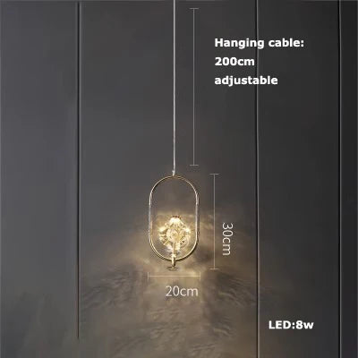 suspension en verre cristal art déco avec éclairage led - vue 21 sur 25