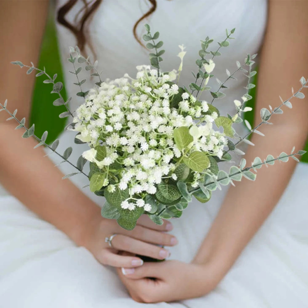 lot de fleurs artificielles gypsophile et eucalyptus pour décoration mariage - vue 6 sur 6